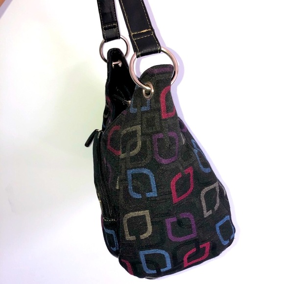 Gorgeous black with multi color print shoulder bag - Picture 4 of 10